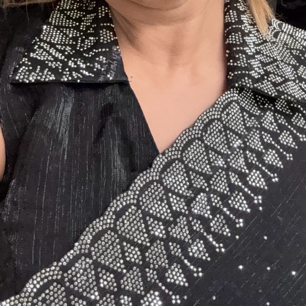 Black and Silver stone work drape saree with readymade sleeveless blouse!!